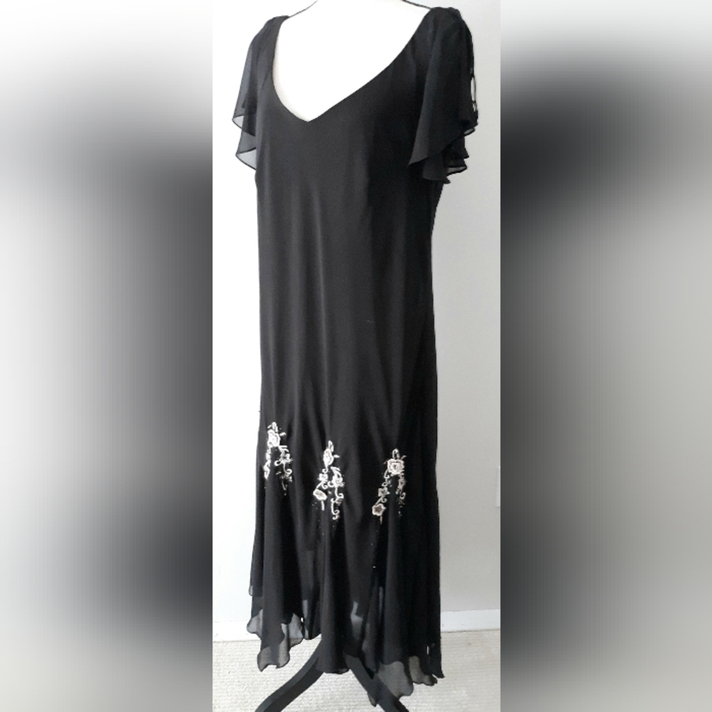 Y2K Scarlett Chiffon Beaded Midi Dress - Picture 2 of 9